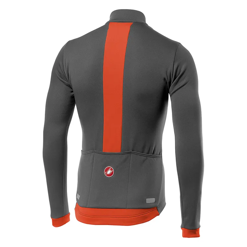 Castelli Fondo FZ Long Sleeve Jersey - Dark Grey/Orange -1