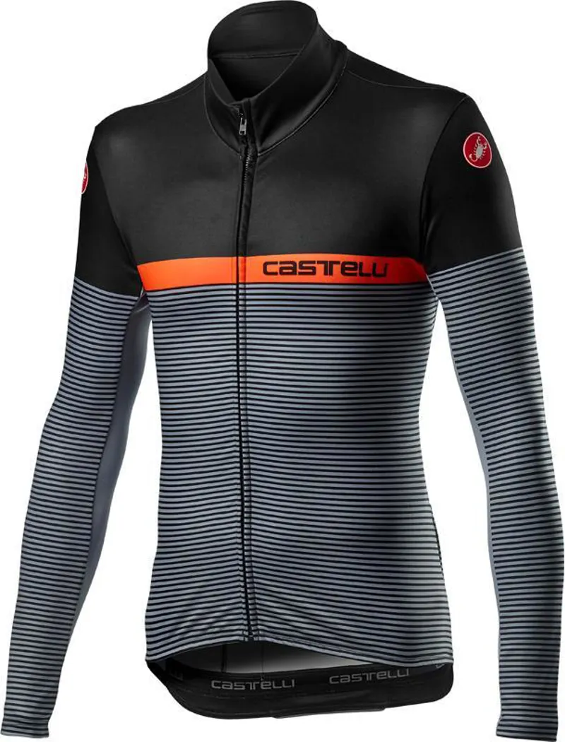 Castelli Marinaio FZ Long Sleeve Jersey - Light Black/Orange 