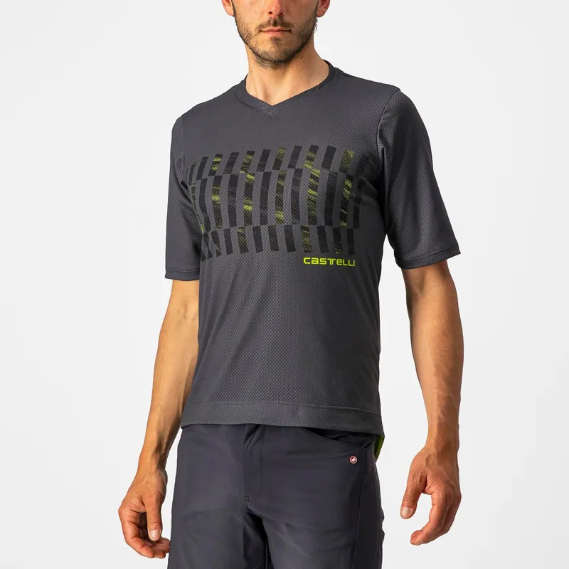 Castelli Trail Tech Men's Technical T-Shirt - Grey/Black/Electric Lime