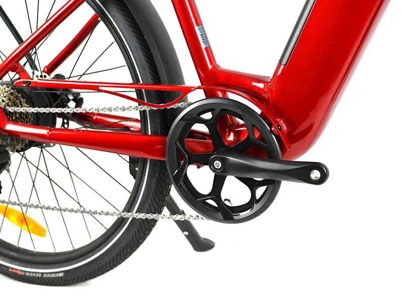 Nearly New 2021 Wisper Wayfarer H9 Hub Crossbar City Electric Bike 18 inch - Red-12