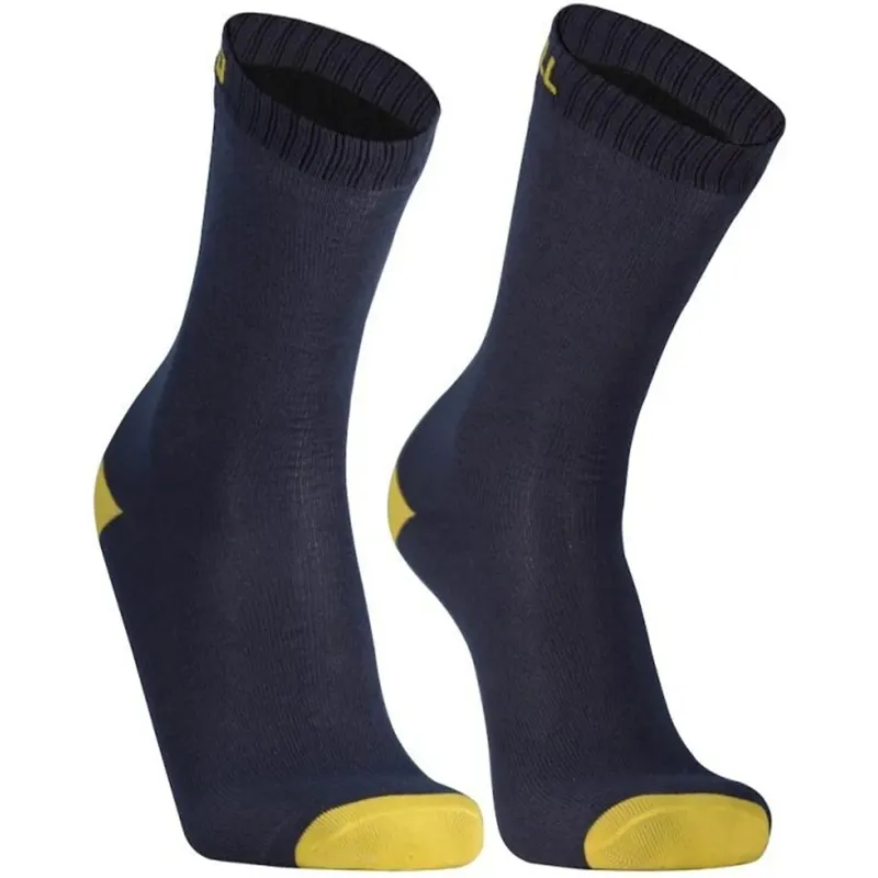 Dexshell Ultra Thin Waterproof Crew Socks - Navy/Lime Yellow