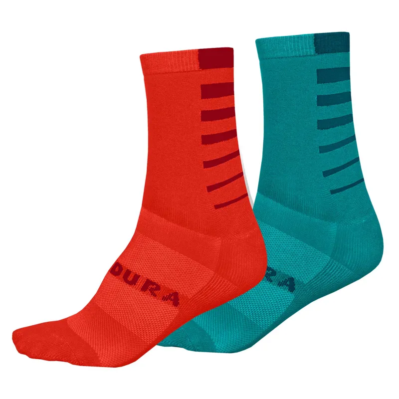 Endura Coolmax Stripe Women's Socks Twin Pack - Pacific Blue - One Size