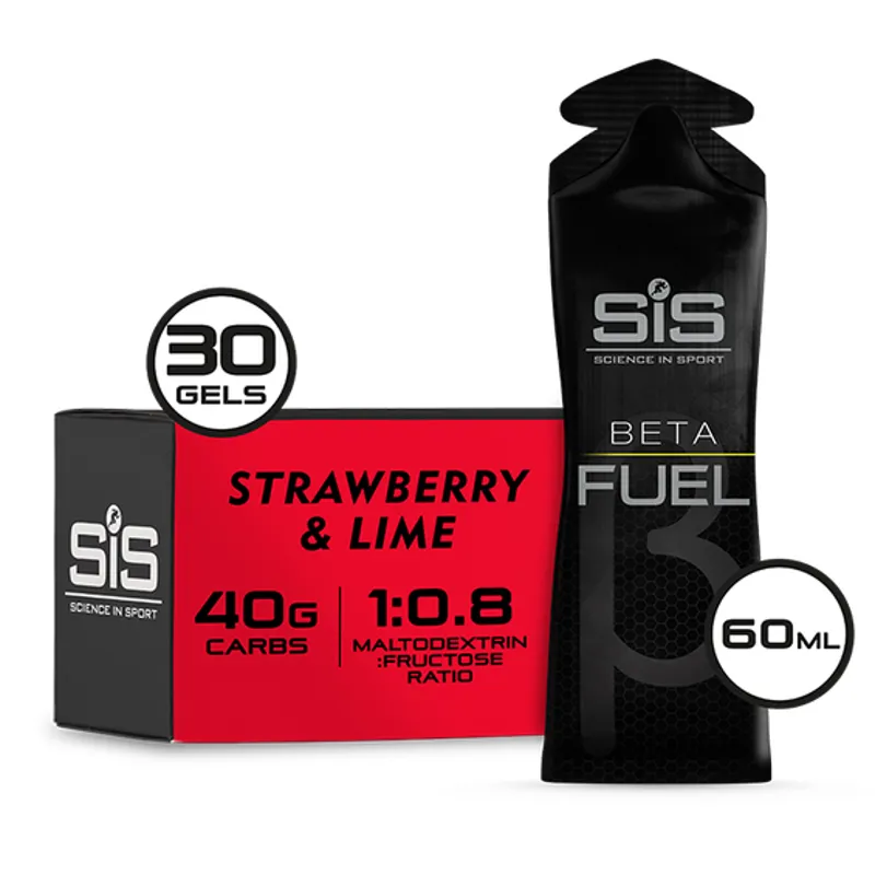 SIS Beta Fuel Energy Gel Box of 30 X 60ml Gels - Strawberry/Lime