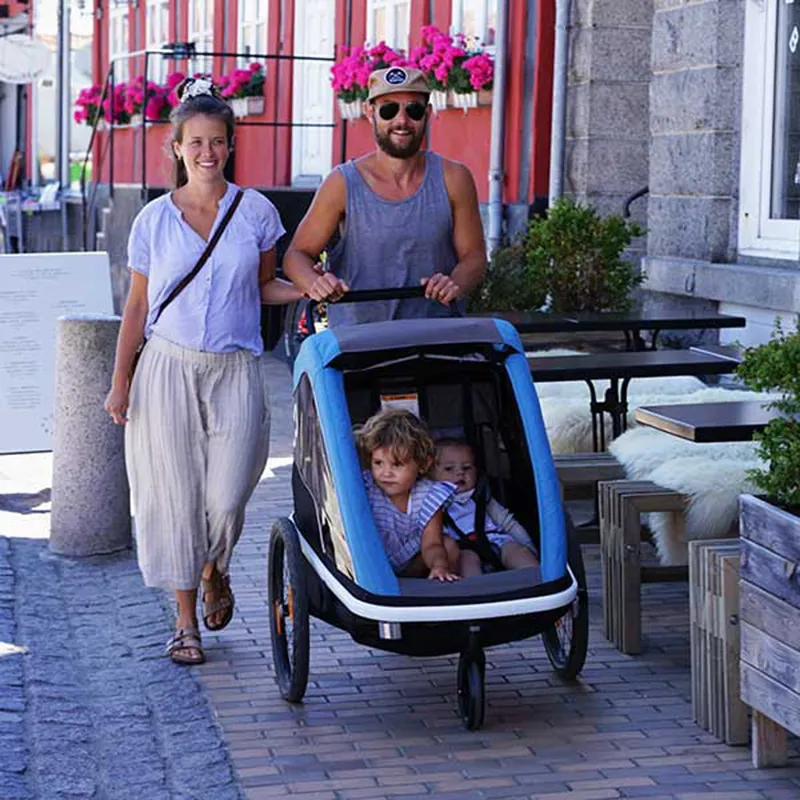 Hamax Avenida Twin Child Bike Trailer - Petrol Blue-2