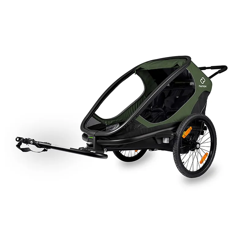 Hamax Outback Twin Reclining Child Trailer - Green/Black