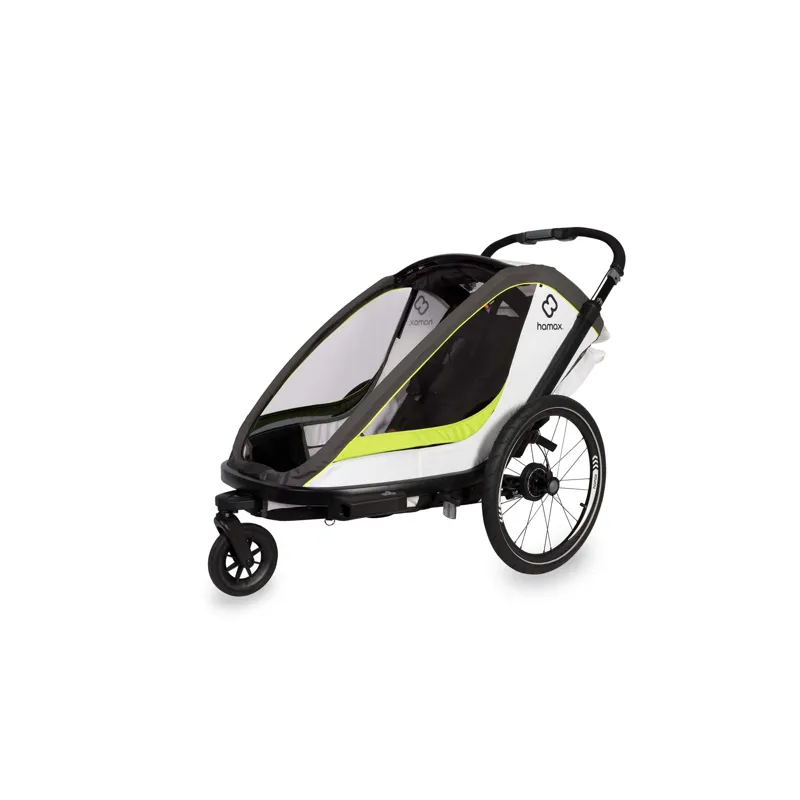 Hamax Breeze Twin Child Bike Trailer - White/Green-2