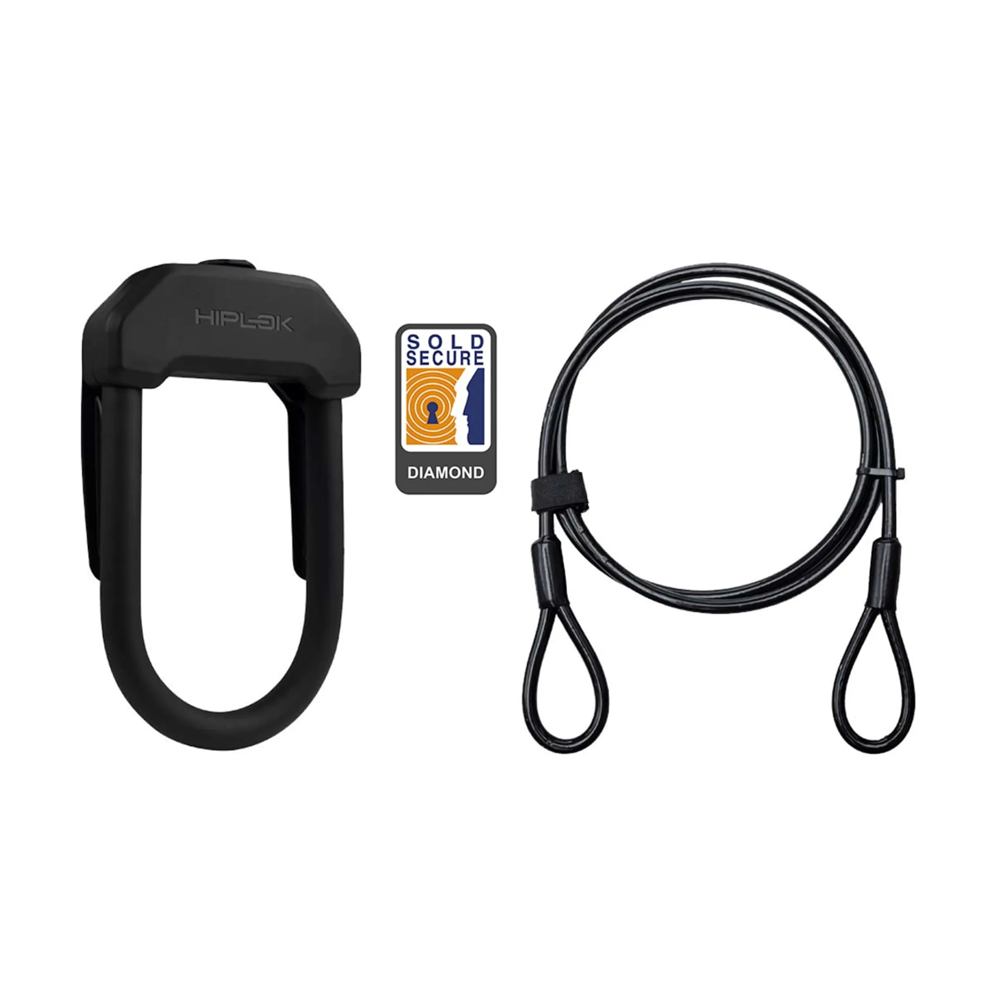 Hiplok DX+ D Lock and 2m Cable Diamond Sold Secure Black