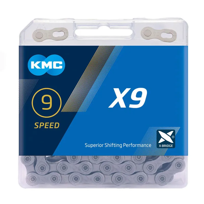 KMC X9 9 Speed Chain - 114 Links - Grey-1