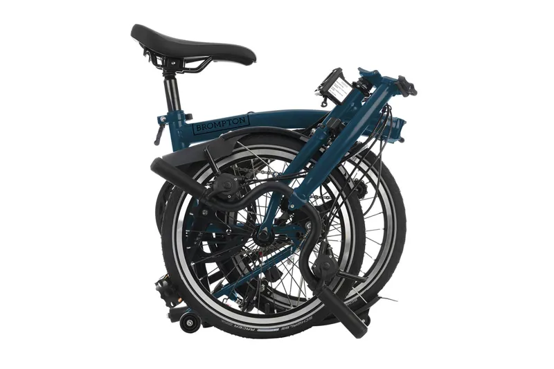 Brompton M6L Mid Bar C Line Explore 2024 Folding Bike - Ocean Blue-2