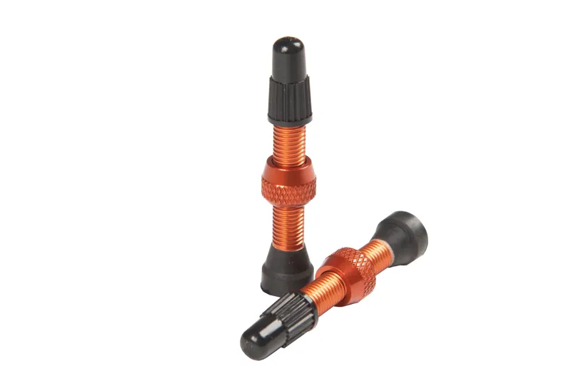 Stans No Tubes Alloy Presta Valves Pair - 35mm - Orange-1