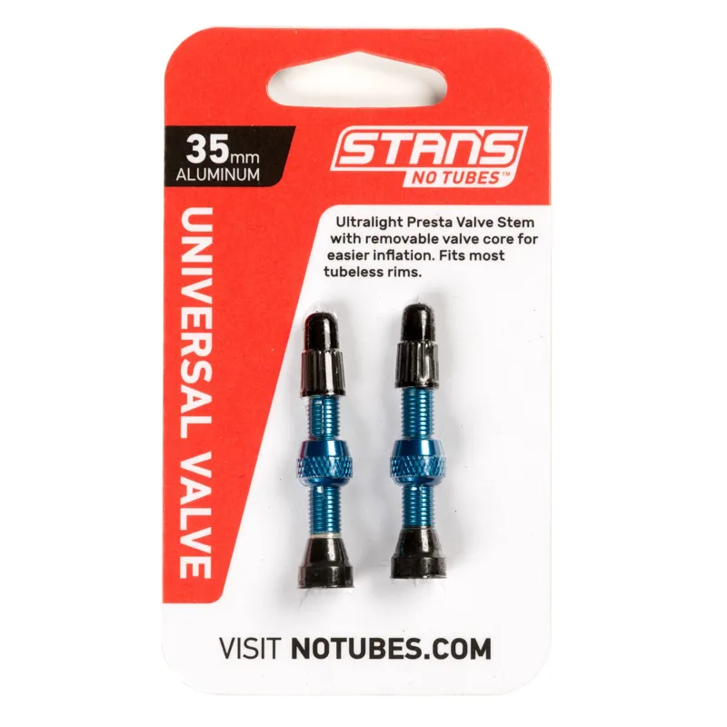 Stans No Tubes Alloy Presta Valves Pair - 35mm - Blue