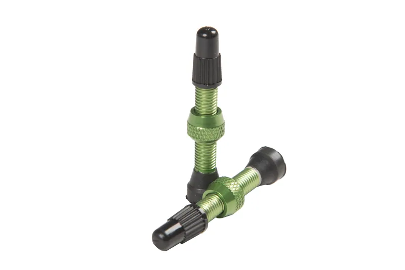 Stans No Tubes Alloy Presta Valves Pair - 35mm - Green-1