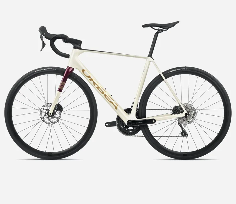 Orbea Orca M30 2024 Carbon Road Bike - Ivory White/Burgundy-1