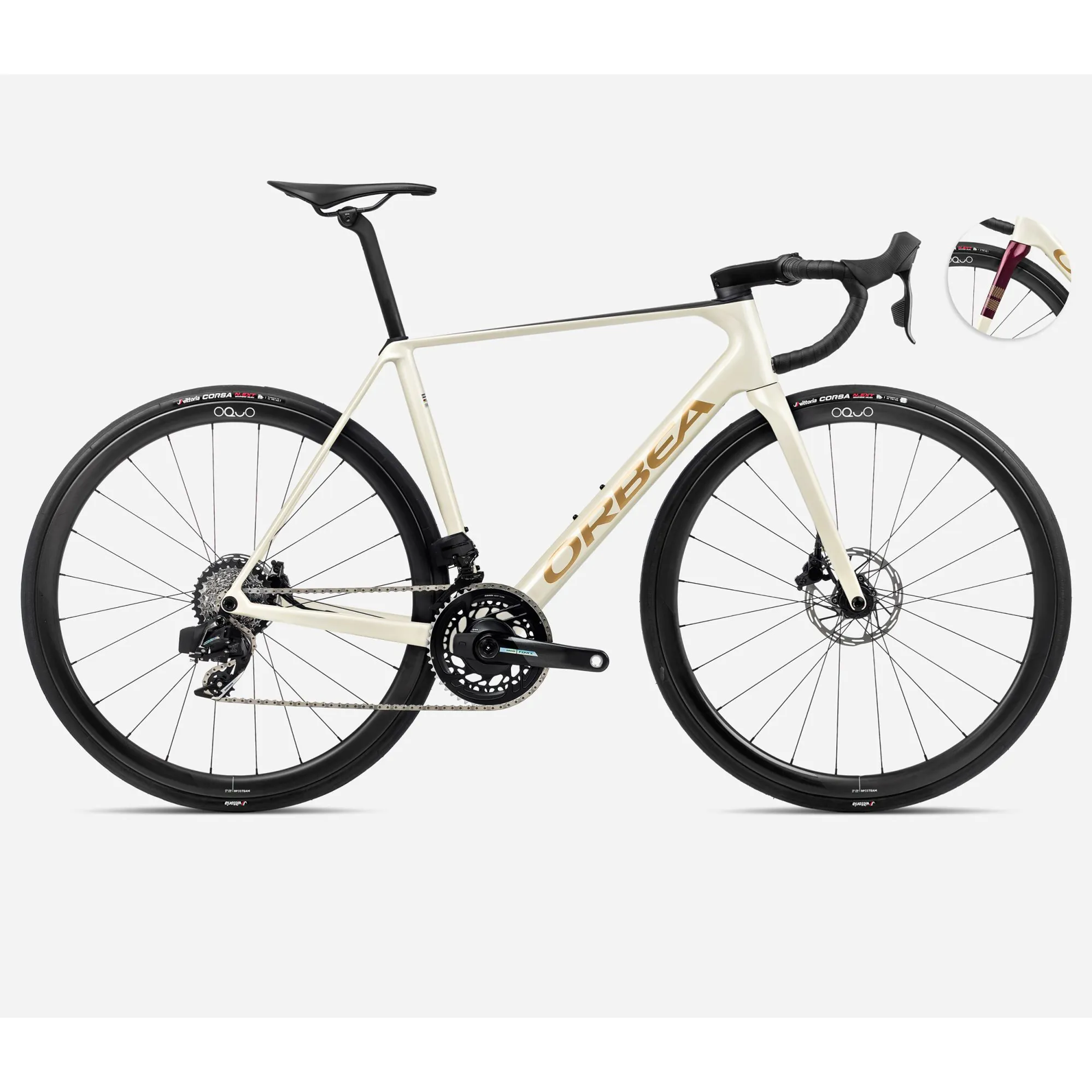 Orbea Orca M21e TEAM PWR 2024 Carbon Road Bike Ivory White/Burgundy