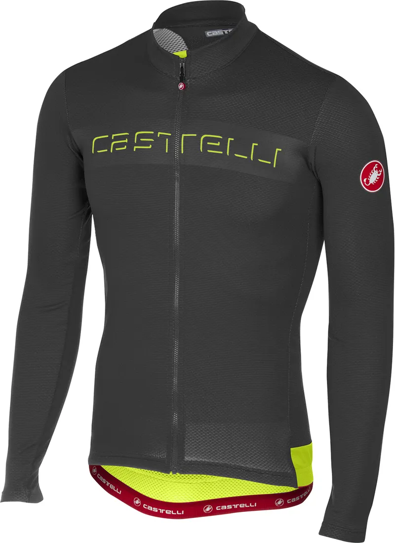 Castelli Prologo V Long Sleeve Jersey - Anthracite/Yellow Fluo
