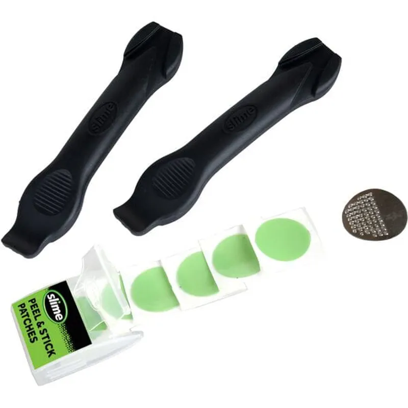 Slime Skabs Pre-glued Patches with Tyre Levers - Black/Green