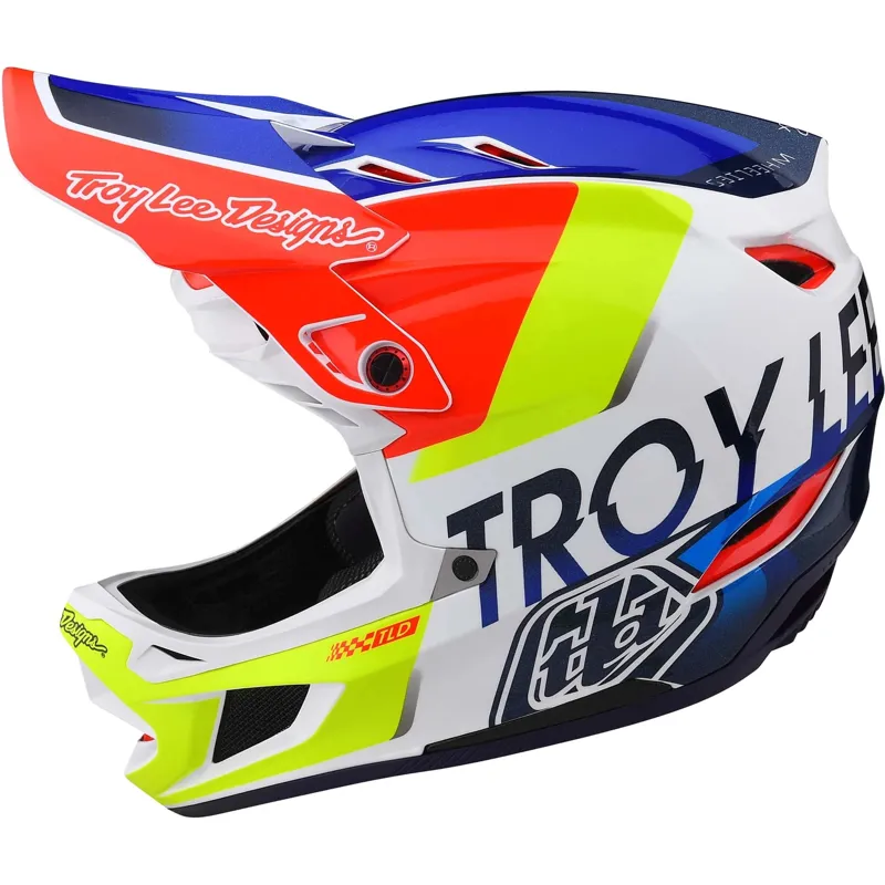 Troy Lee Designs D4 Composite MIPS Full Face Helmet - Qualifier White/Blue-1