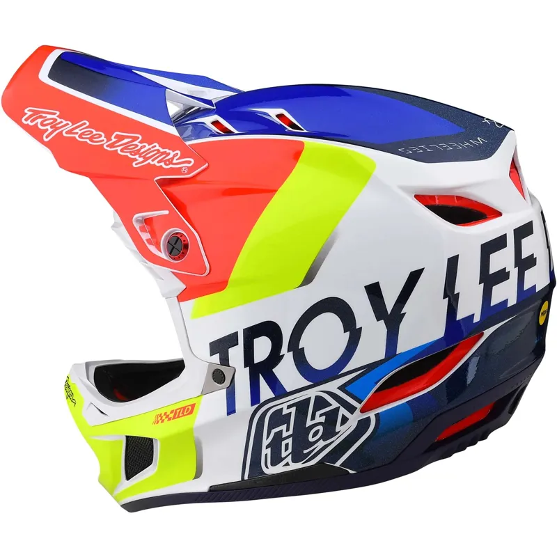 Troy Lee Designs D4 Composite MIPS Full Face Helmet - Qualifier White/Blue-2