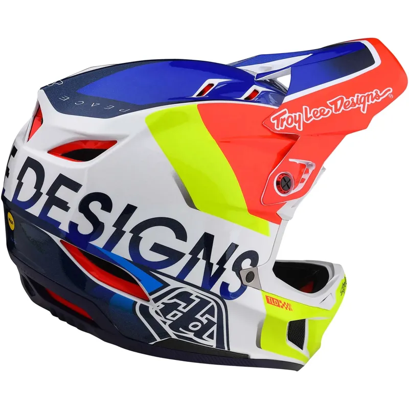 Troy Lee Designs D4 Composite MIPS Full Face Helmet - Qualifier White/Blue-5