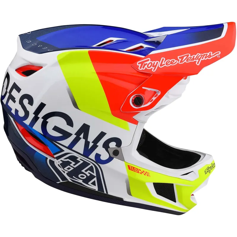 Troy Lee Designs D4 Composite MIPS Full Face Helmet - Qualifier White/Blue-6