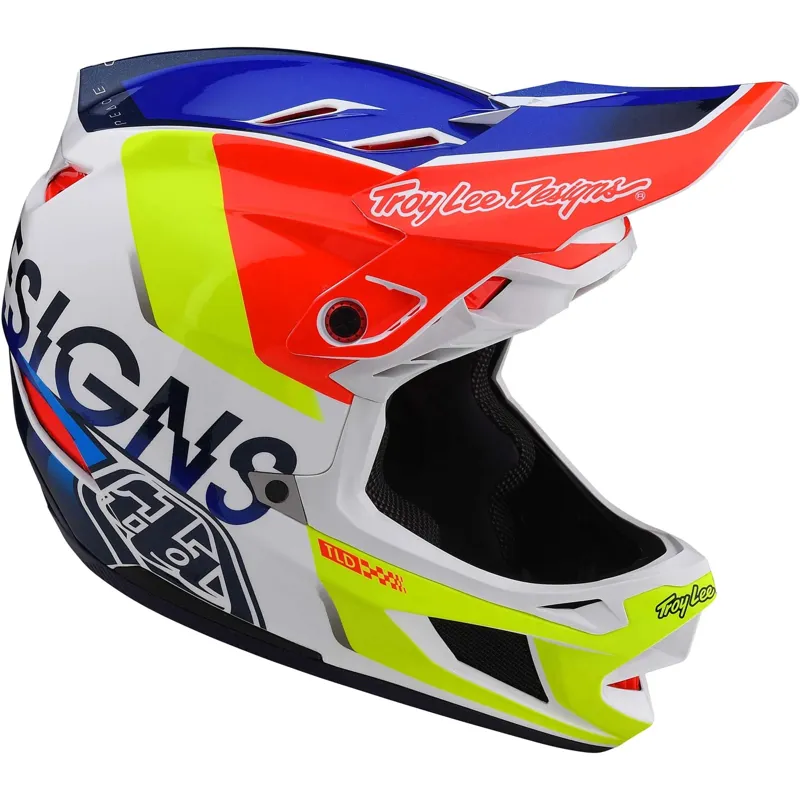 Troy Lee Designs D4 Composite MIPS Full Face Helmet - Qualifier White/Blue-7