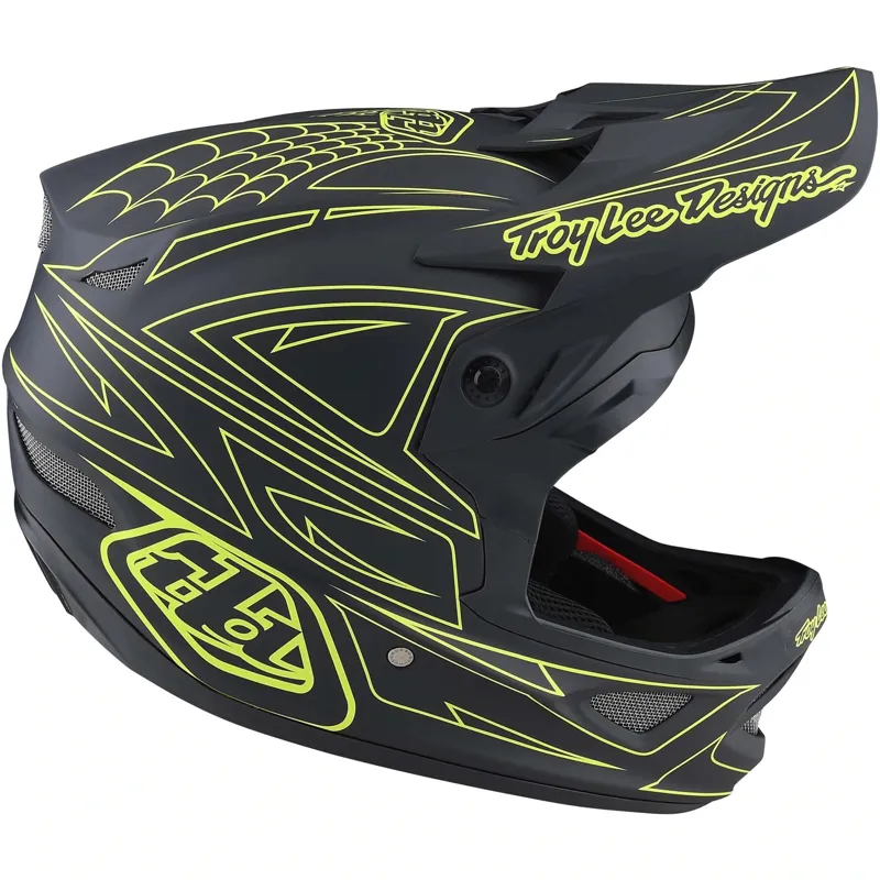 Troy Lee Designs D3 Fiberlite MIPS Full Face Helmet -Spider Stripe Yellow-5