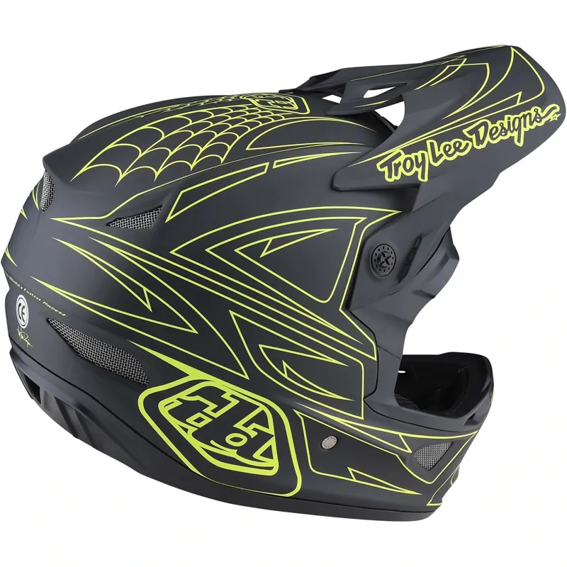 Troy Lee Designs D3 Fiberlite MIPS Full Face Helmet -Spider Stripe Yellow-6