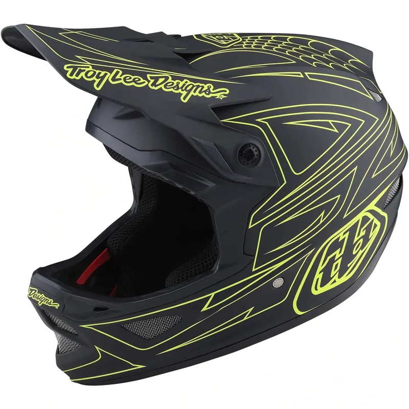 Troy Lee Designs D3 Fiberlite MIPS Full Face Helmet -Spider Stripe Yellow