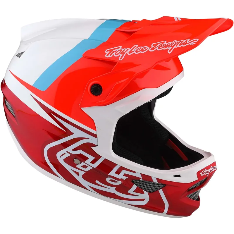 Troy Lee Designs D3 Fiberlite MIPS Full Face Helmet - Slant Red-7