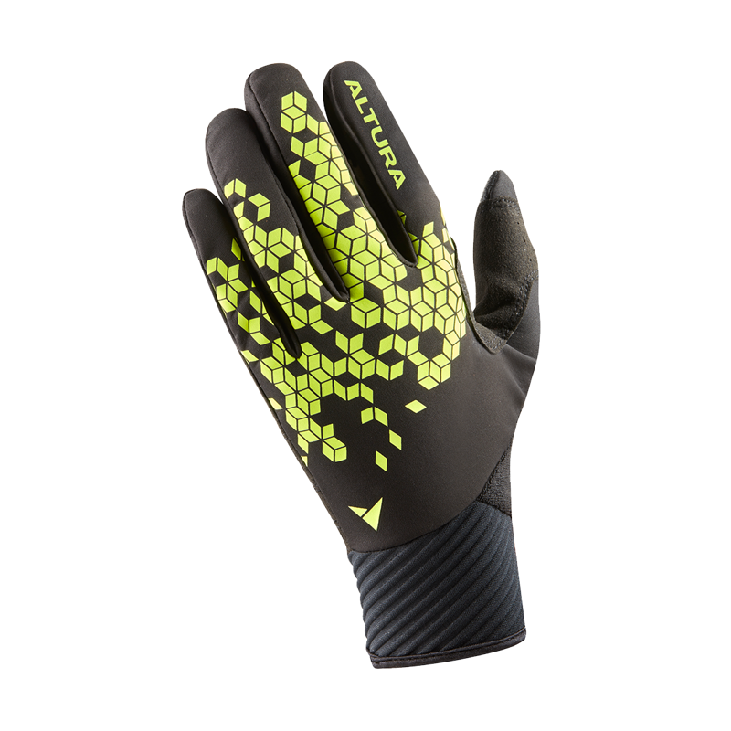 Altura Nightvision Windproof Long Finger Gloves - Black/Hi-Viz Yellow