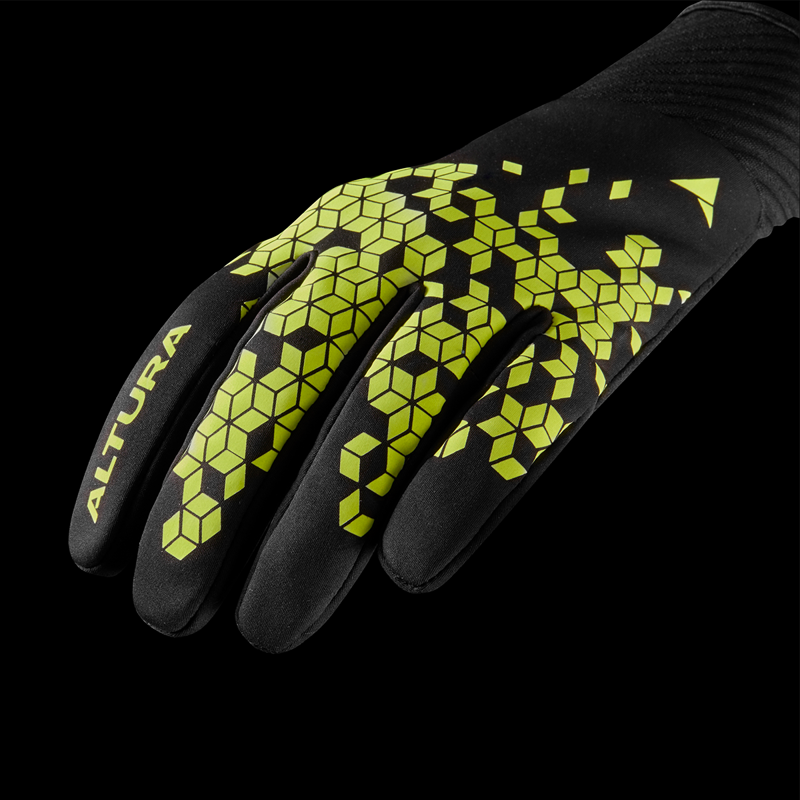 Altura Nightvision Windproof Long Finger Gloves - Black/Hi-Viz Yellow-2