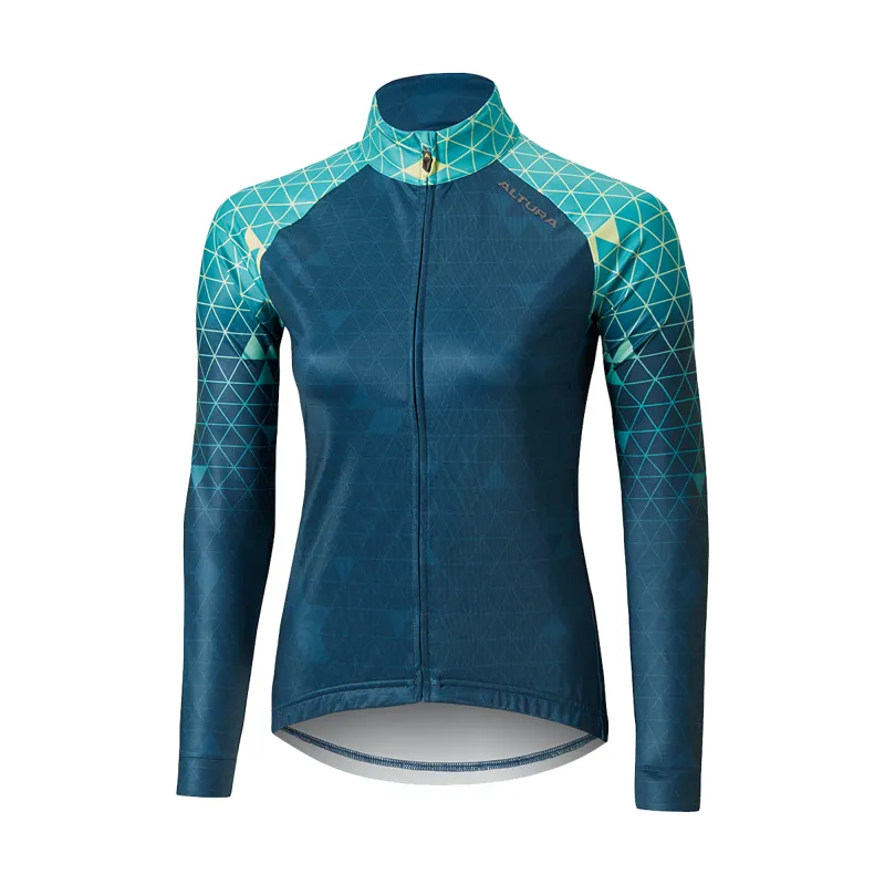 Altura Icon Womens Long Sleeve Jersey - Grid - Green/Teal