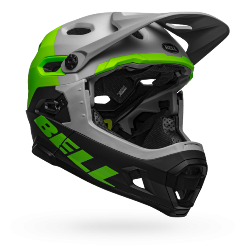 Bell Super DH MIPS Full Face MTB Helmet - Grey/Green/Black-1
