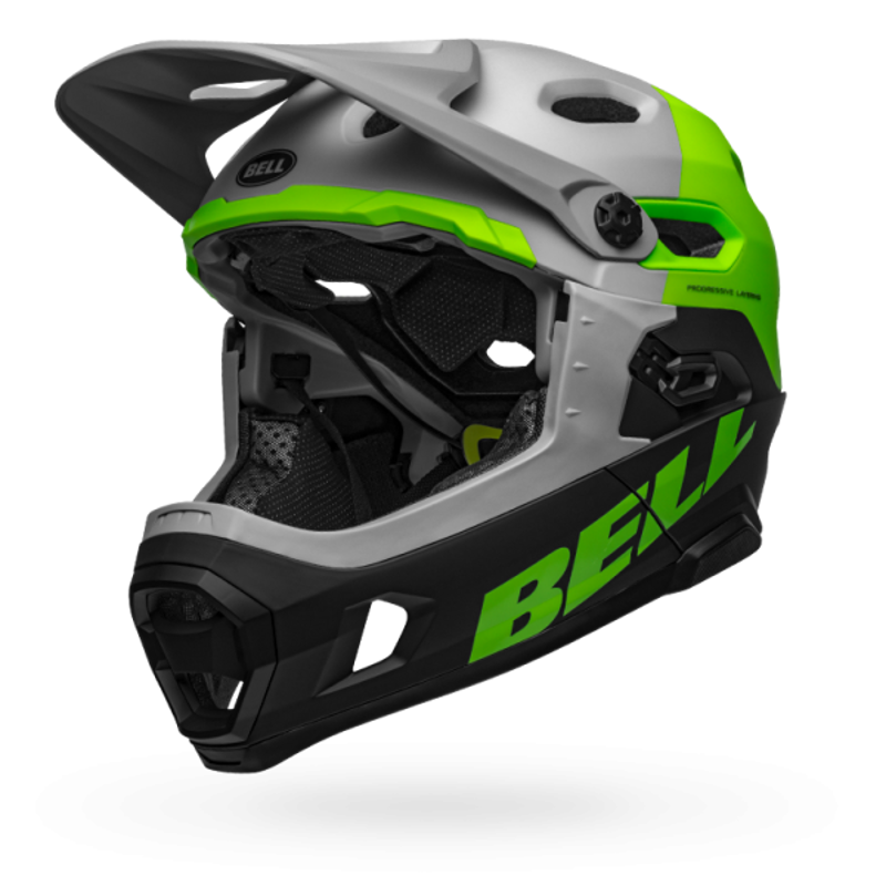 Bell Super DH MIPS Full Face MTB Helmet - Grey/Green/Black-2