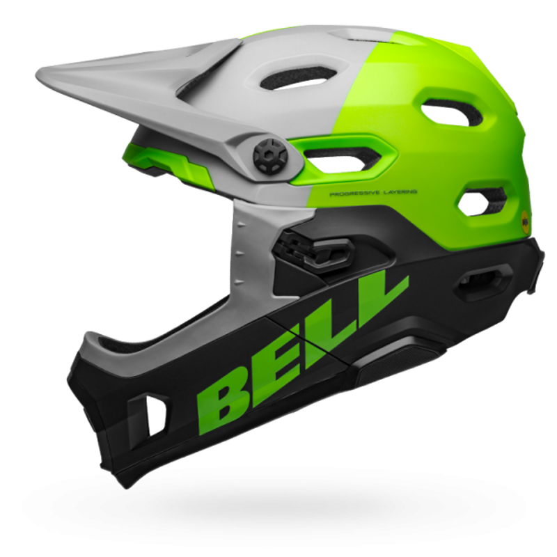 Bell Super DH MIPS Full Face MTB Helmet - Grey/Green/Black-3