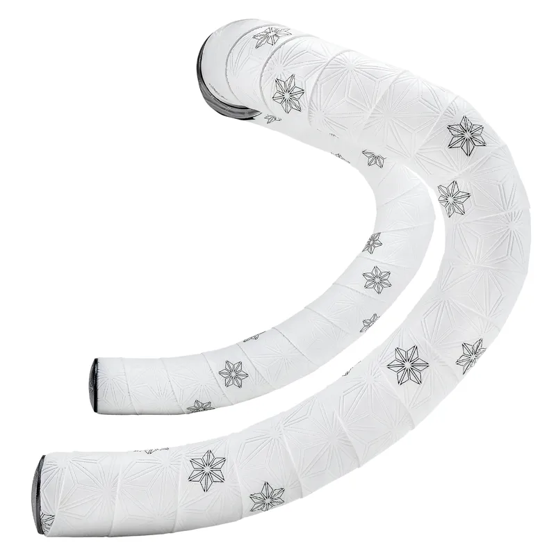 Supacaz Super Sticky Kush Galaxy Bar Tape - White/Black Stars/Ano Black Plugs