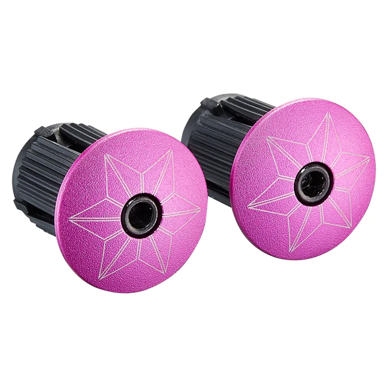 Supacaz Super Sticky Kush Star Fade Bar Tape - Neon Pink/Ano Pink Plugs-2