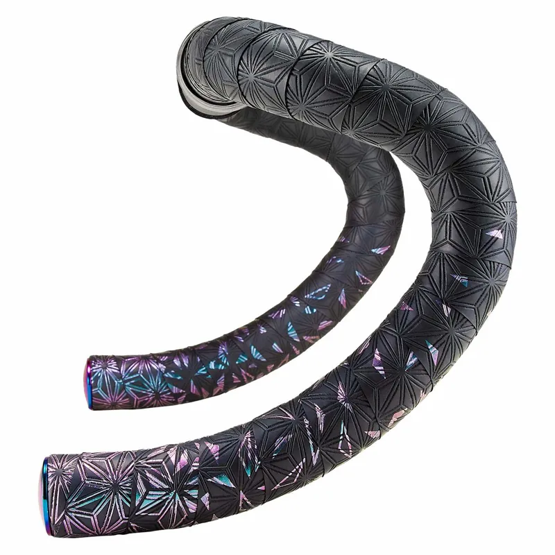 Supacaz Super Sticky Kush Star Fade Bar Tape - Oil Slick/Oil Slick Plugs