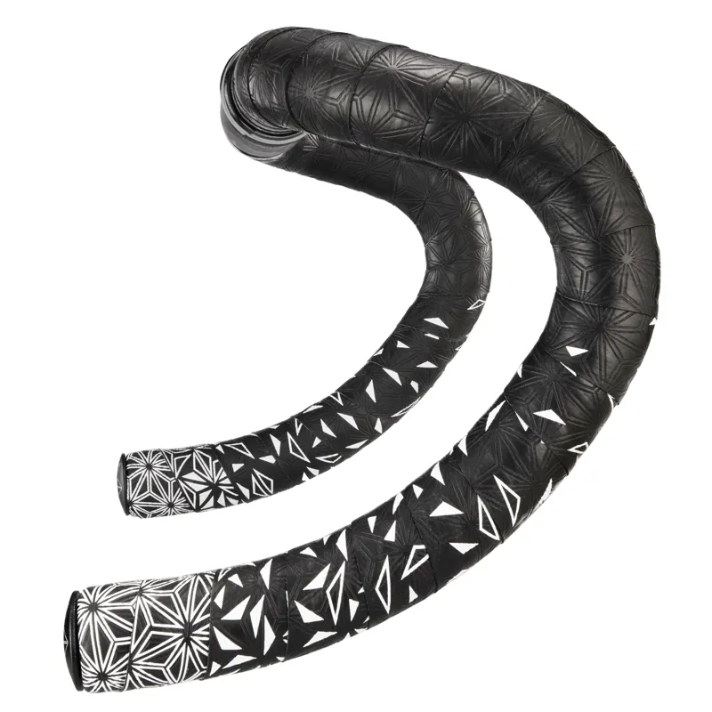 Supacaz Super Sticky Kush Star Fade Bar Tape - Whtie/Ano Black Plugs