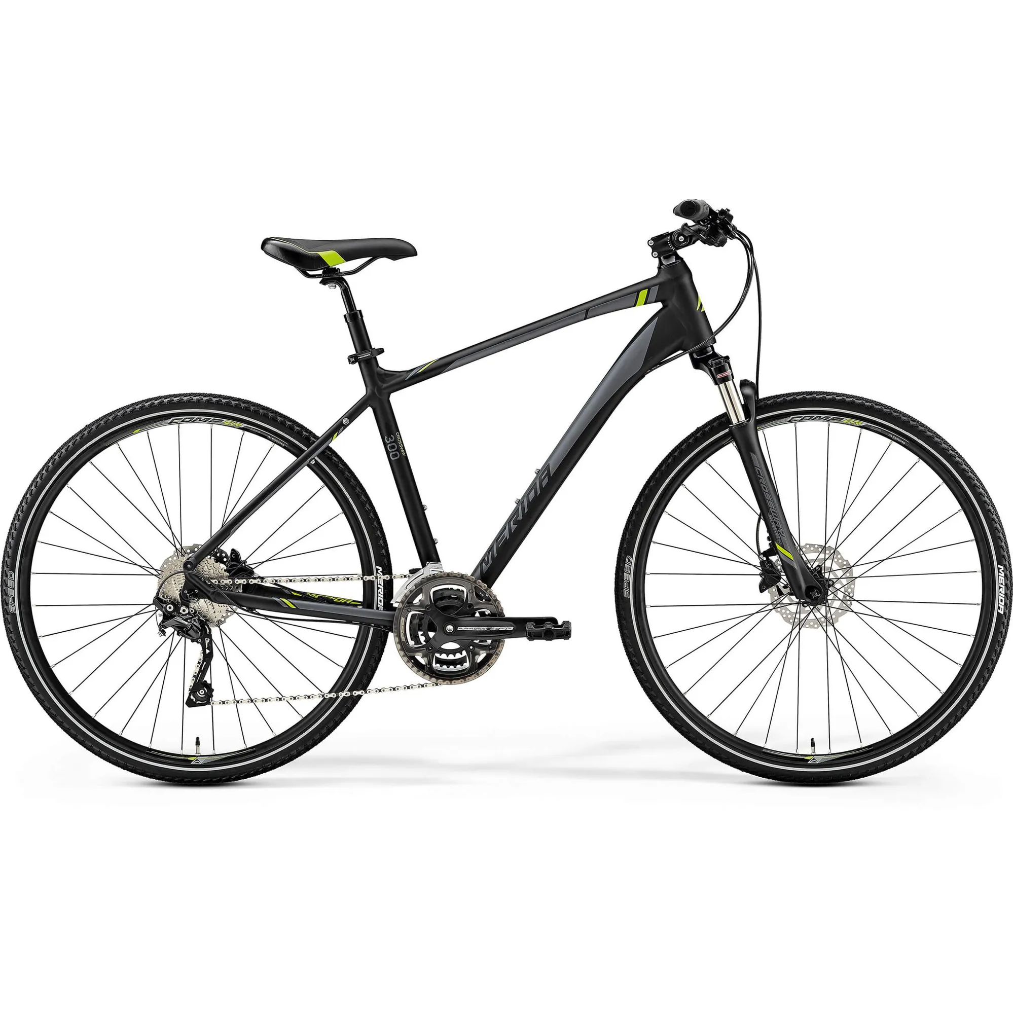 Merida Crossway 300 2019 Hybrid Bike Black Green Grey