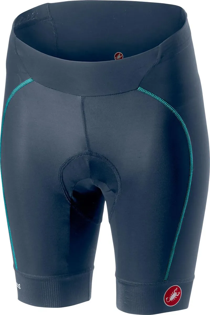 Castelli Velocissima Womens Lycra Short - Steel Blue/Turquoise Green