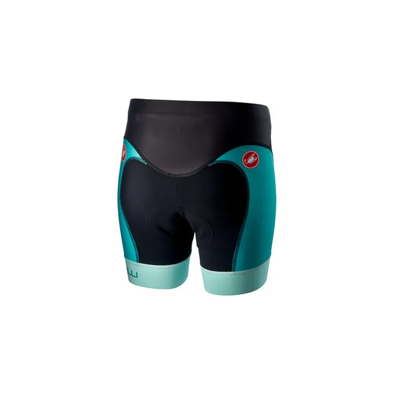 Castelli Free Womens Short Shorts - Black/Turquoise Green-1