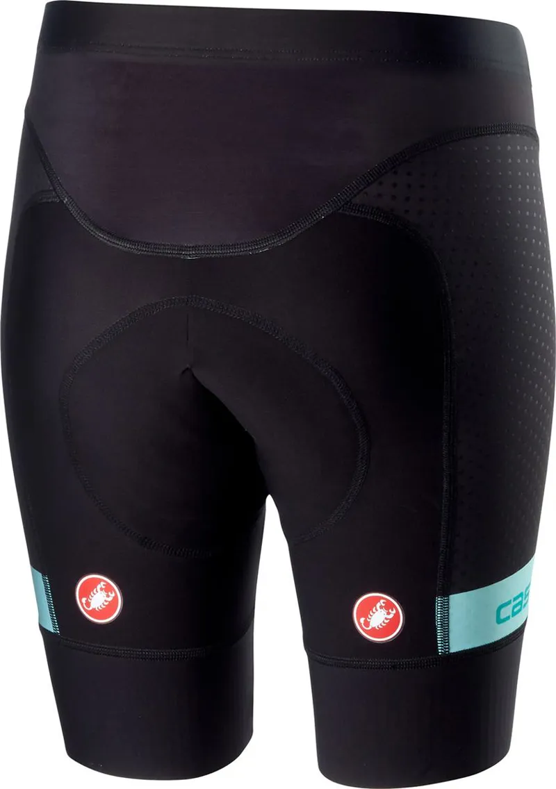 Castelli Free Aero Race 4 Womens Lycra Short Team - Black/Aruba Blue-1