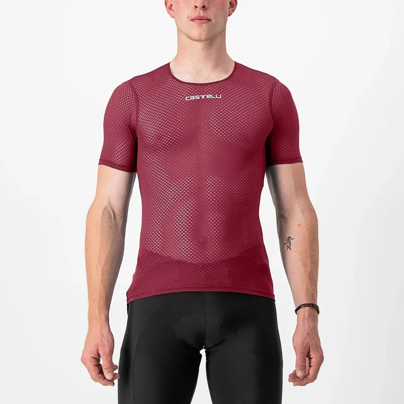 Castelli Pro Mesh 2.0 Men's Short Sleeve Base Layer - Bordeaux