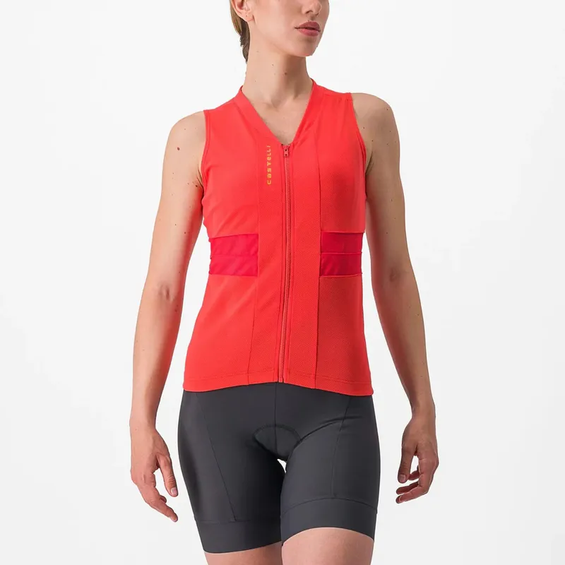Castelli Anima 4 Sleeveless Women's Jersey - Hibiscus/Soft Orange