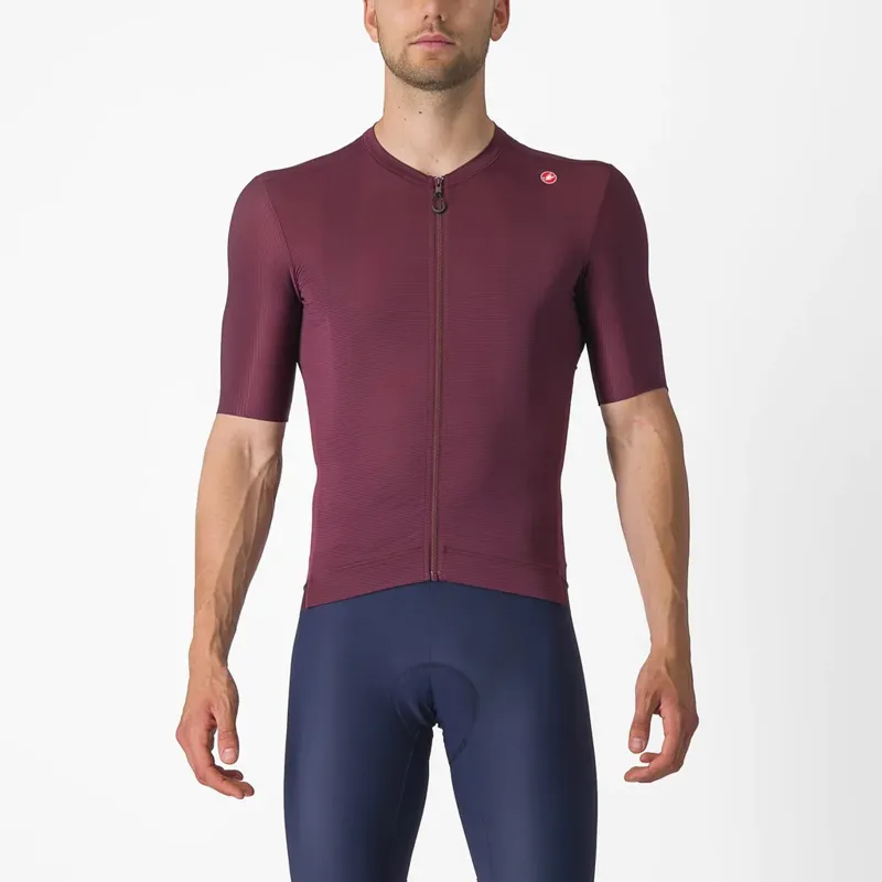Castelli Espresso Men's Short Sleeve Jersey - Deep Bordeaux/Silver Moon
