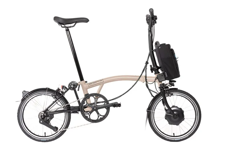 Brompton C Line Explore 2024 Mid 12-Speed Electric Folding Bike - Dune Sand