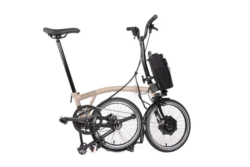 Brompton C Line Explore 2024 Mid 12-Speed Electric Folding Bike - Dune Sand-2
