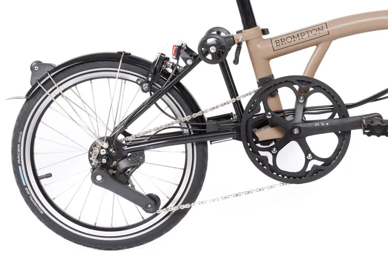 Brompton C Line Explore 2024 Mid 12-Speed Electric Folding Bike - Dune Sand-5