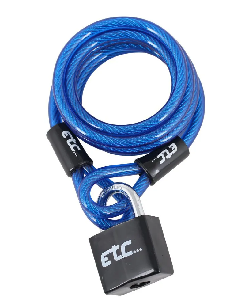 ETC Coil Cable Lock With Padlock 1800mm x 6mm